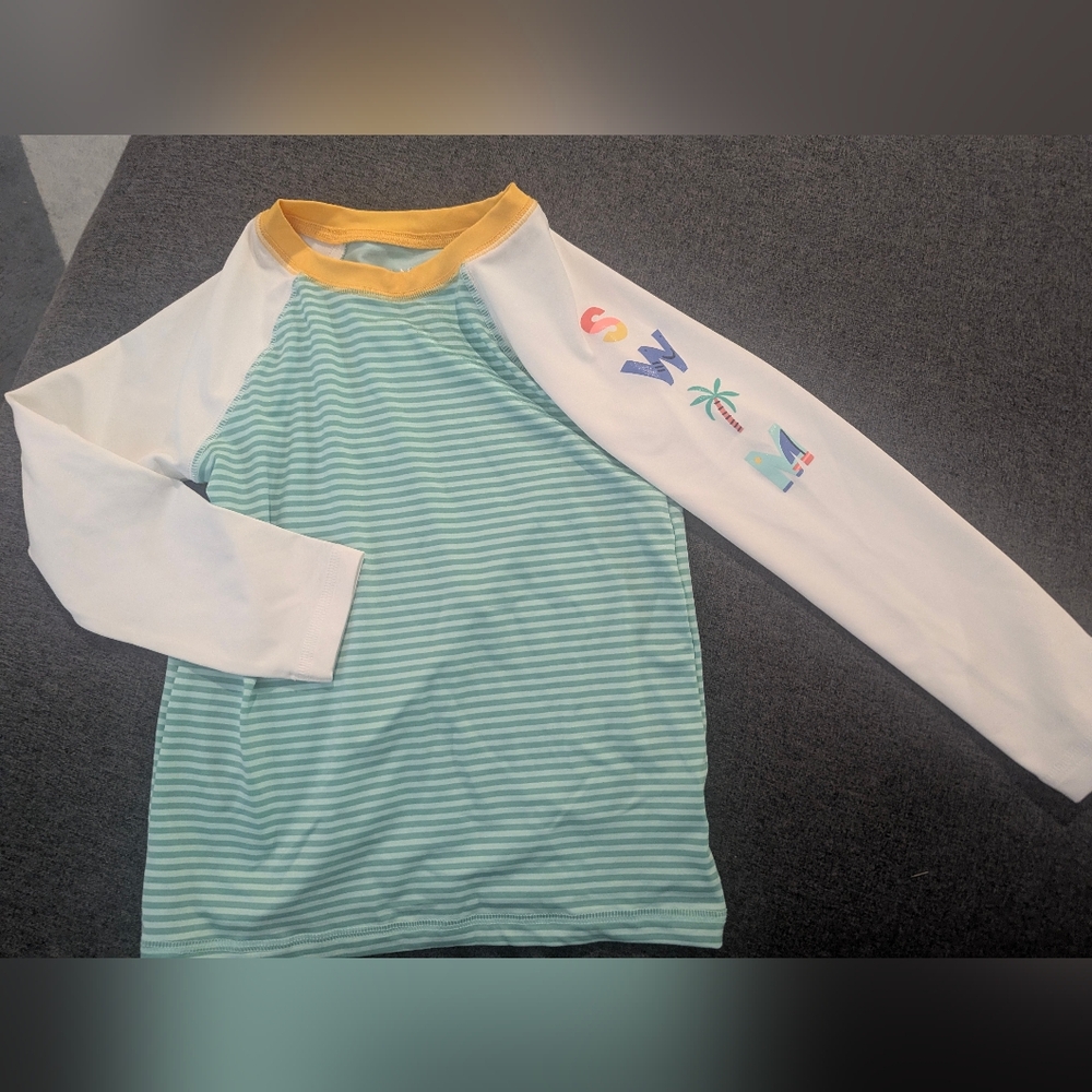 Cat & Jack Kids Swim Shirt - Green, White, Yellow